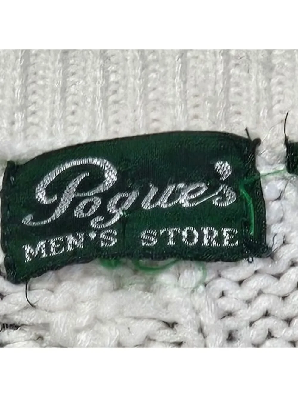 Vintage Pogue's Menstore Small 1970s Cable Knit Sweater Red White Blue Preppy